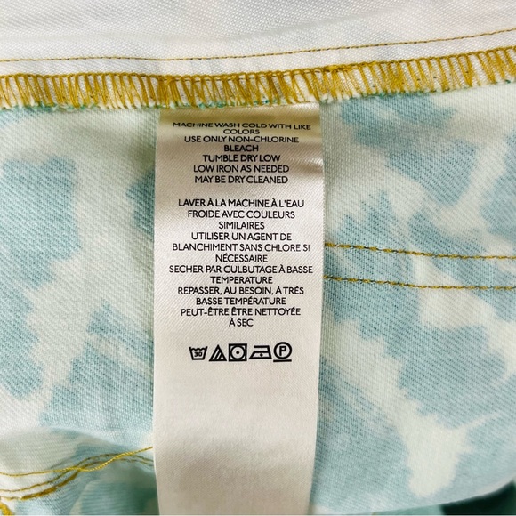Maeve Anthropologie 32 Shorts Green White Gardener Cargo High Rise Abstract - Picture 7 of 9